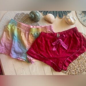 Victorias Secret Pink tie dye shorts and VS flannel bundle